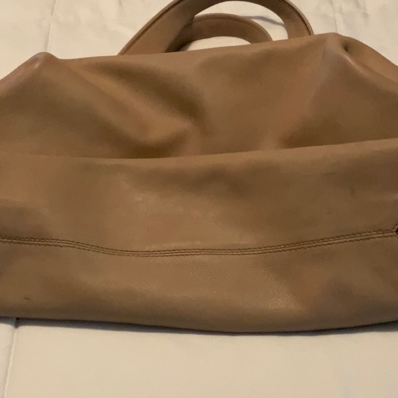 Reed Krakoff Tan Leather Purse- Zippered Compartments- Brass Finish- 18” X 12” - Picture 8 of 15